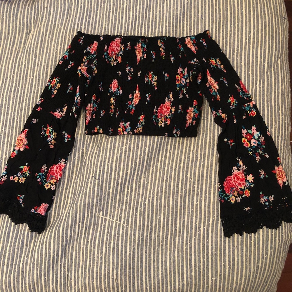 American Rag Shoulder Smocked Bell Sleeve Shirt